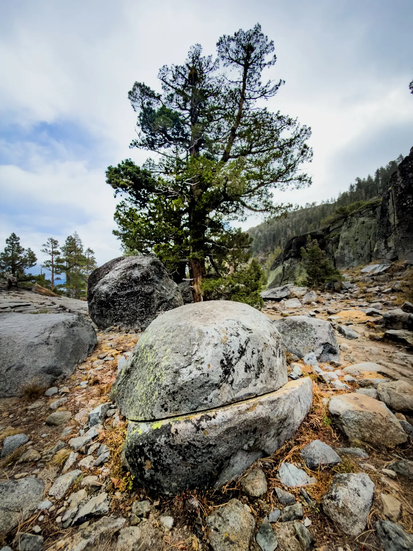 When I look at this image, I focus on that perfectly split rock. I always think, “Wow—how much force did it take to split this rock so cleanly, and what natural force caused it?” This rock is along a hike to Eagle Lake in Lake Tahoe, California.

I love seeing things like this in nature. It keeps your mind and body thinking, learning, and exploring. That’s why I love being in nature and creating images of everything I see that sparks my curiosity. #eaglelake #laketahoecalifornia #California #rock #sony